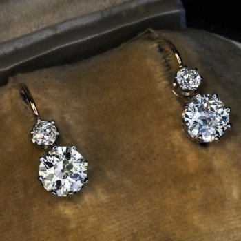 Antique two stone diamond earrings