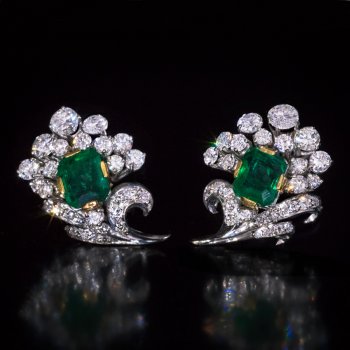 Vintage emerald and diamond earrings