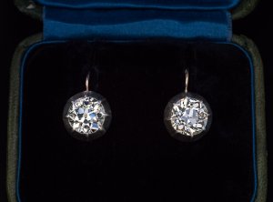 Old European cut diamond solitaire earrings