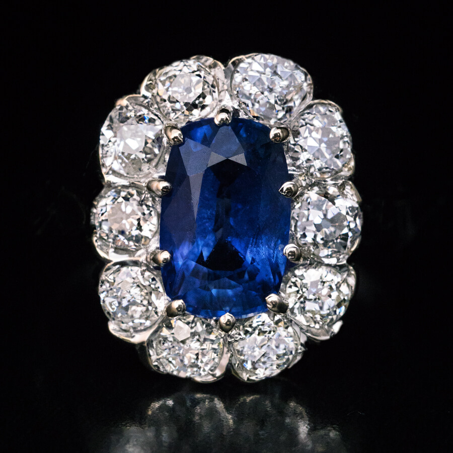 Vintage Sapphire Diamond Gold Engagement Ring Ref: 867454 - Antique ...