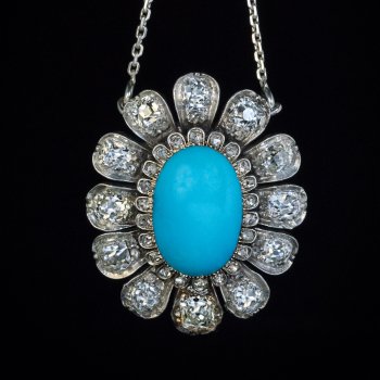 Antique Persian turquoise and diamond necklace