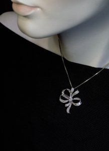 Vintage diamond bow necklace