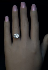 3.30 ct old European cut diamond engagement ring