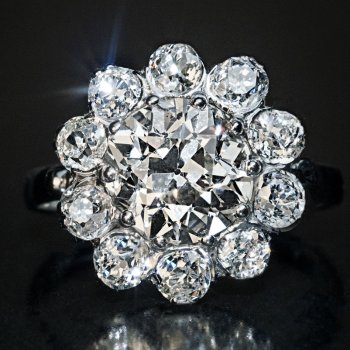 Vintage old mine cut diamond engagement ring
