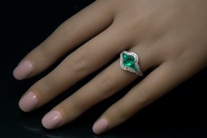 Art Deco emerald engagement ring