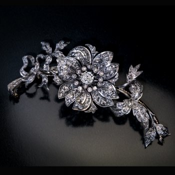 Antique 19th century French En tremblant diamond brooch pin