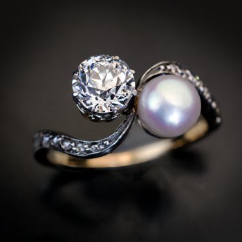 Antique Belle Epoque crossover engagement ring