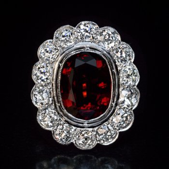 Antique garnet and diamond cluster ring