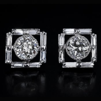 Vintage Art Deco diamond platinum stud earrings