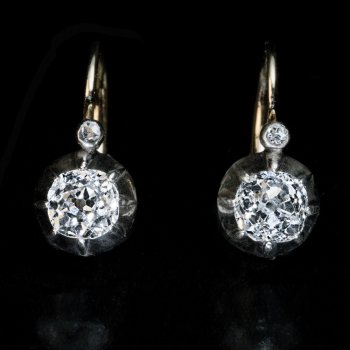 Old mine cut diamond antique earrings