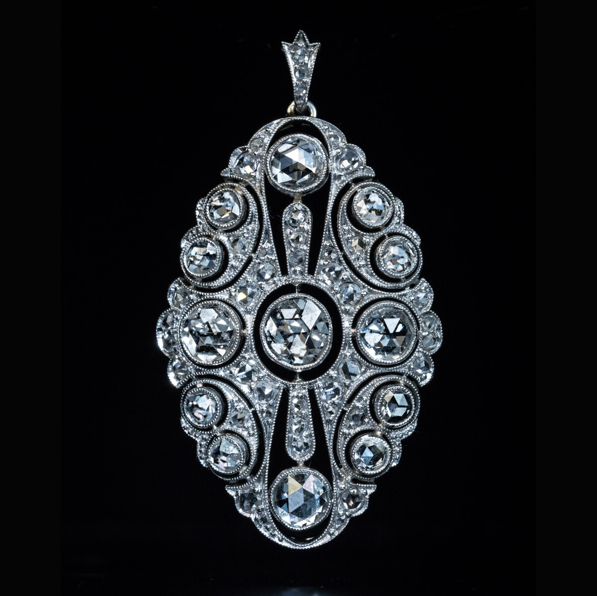 Antique Edwardian Rose Cut Diamond Platinum Pendant Ref: 448732 ...