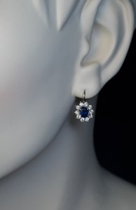 Vintage sapphire diamond cluster earrings