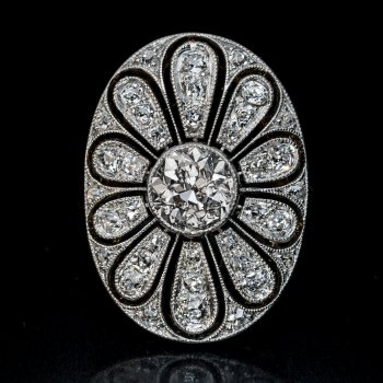 Antique diamond, platinum, gold openwork ring