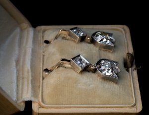 Antique old mine cut diamond earrings