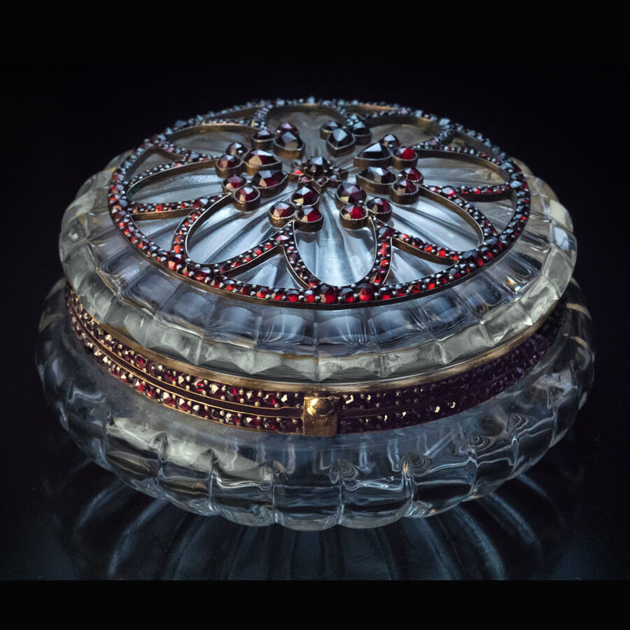 Antique Bohemian Garnet Crystal Jewelry Box Ref: 852773 - Antique