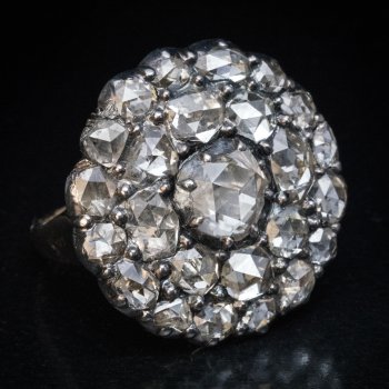 19th century antique rose cut diamond ring