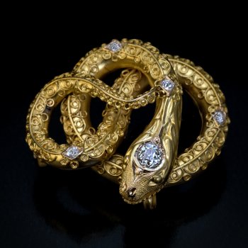 Antique Victorian gold and diamond snake brooch pin