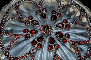 Antique jewelry box embellished with Bohemian garnets