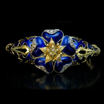 antique Victorian blue enamel bangle bracelet