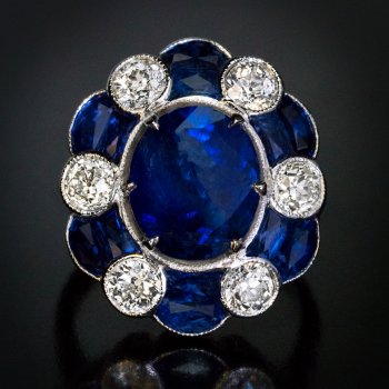 Art Deco vintage sapphire and diamond ring