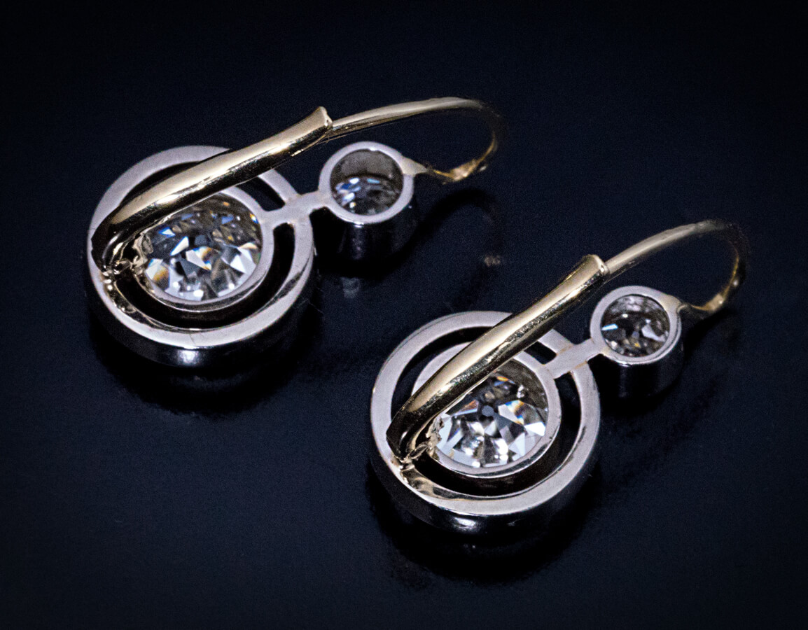 Vintage 3.12 Ct Old European Cut Diamond Earrings Ref: 884506 - Antique ...