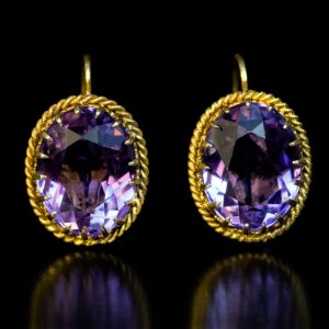 Antique Victorian amethyst and gold earrings