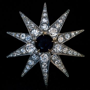 Antique sapphire and diamond star brooch pendant 1890s - early 1900s