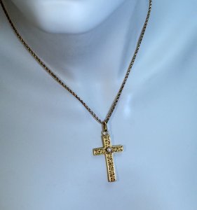 Antique gold cross necklace