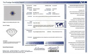 AGL Ceylon sapphire report