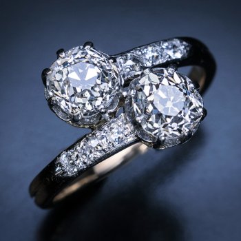 Antique French Toi Et Moi Diamond Engagement Ring