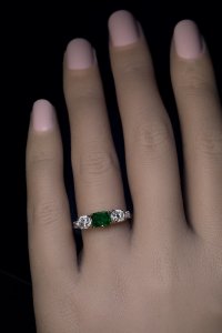 Old Russian demantoid and diamond ring