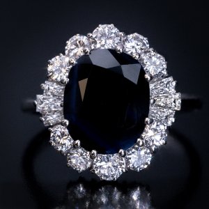 Sapphire and diamond engagement ring