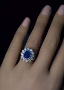 Vintage sapphire and diamond engagement ring