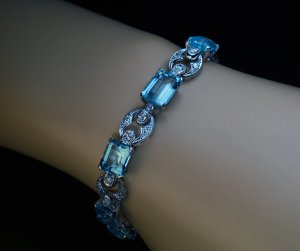 Art Deco vintage aquamarine bracelet