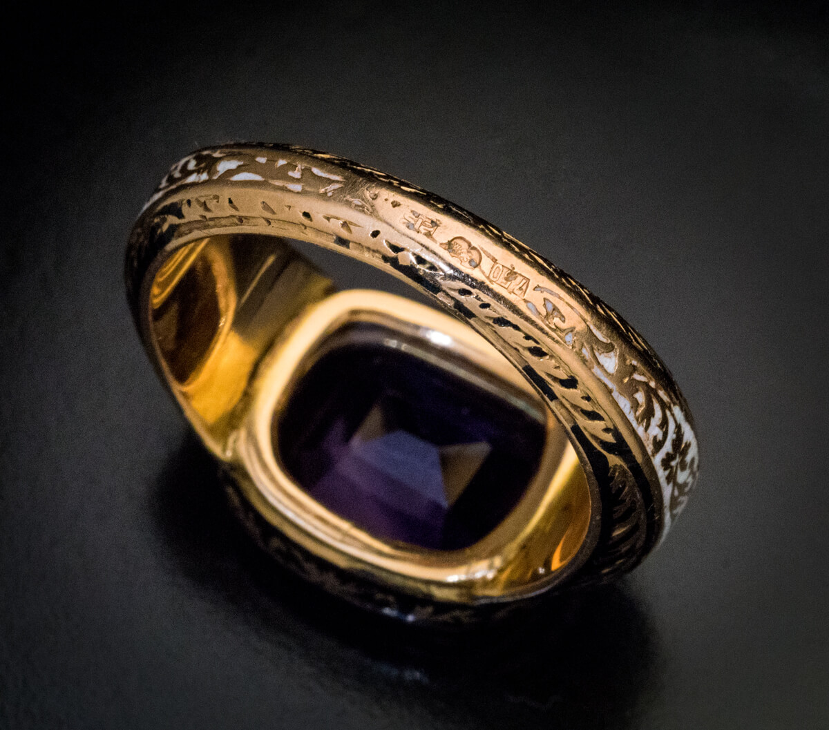 Antique Amethyst Enamel Gold Mens Ring Ref: 498760 - Antique Jewelry ...