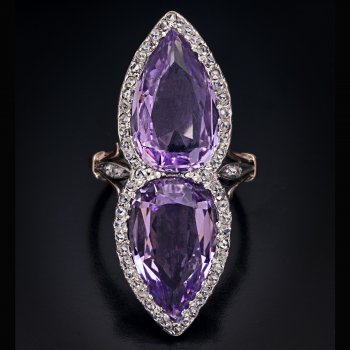 Belle Epoque antique amethyst and rose cut diamond cocktail ring