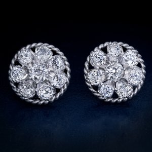 Old mine cut diamond vintage earrings