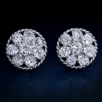 Old mine cut diamond vintage earrings