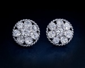 Old mine cut diamond earrings