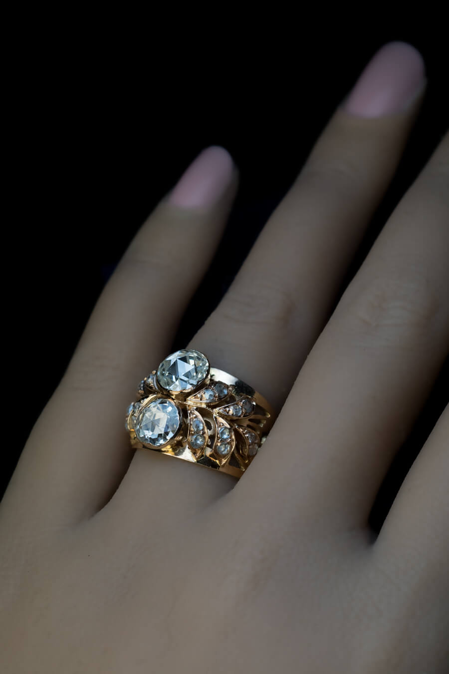 Antique Rose Cut Diamond Openwork Gold Ring Ref: 786542 - Antique ...