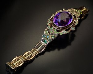 Russian Siberian amethyst and demantoid bracelet