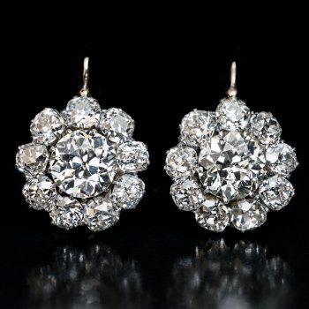 Antique diamond cluster earrings