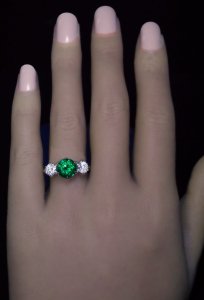 Russian demantoid engagement ring