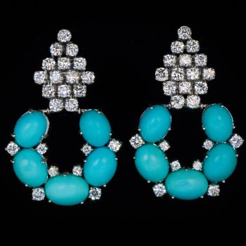 Vintage turquoise and diamond earrings