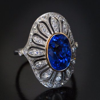 Art Deco vintage sapphire diamond platinum ring