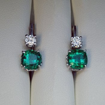 Zambian emerald and diamond earrings