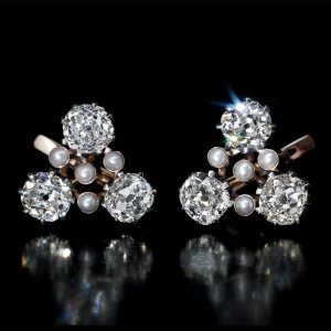 Antique old mine cut diamond earrings