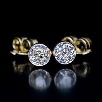 Antique old mine cut diamond stud earrings