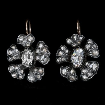 Antique rose cut diamond Victorian earrings