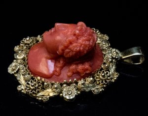 Coral cameo jewelry